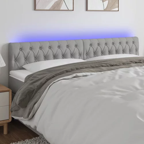 vidaXL LED posteljno vzglavje svetlo sivo 180x7x78/88 cm blago