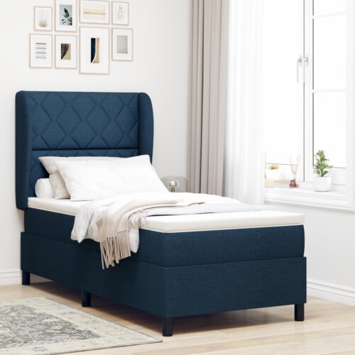 Box Spring Krevet s Madracem Plavi 90x200 cm Tkanina Cijene
