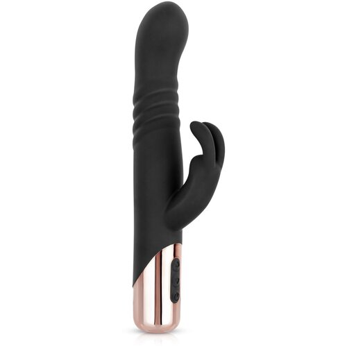 Rosy Gold Rabbit Vibrator with thrusting function - Black Cene