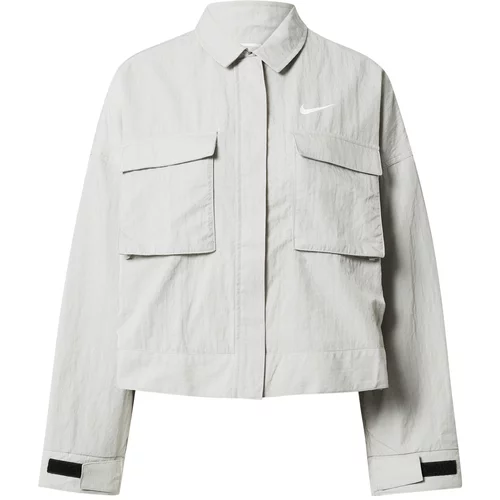 Nike Sportswear Prehodna jakna 'FIELD' siva / bela