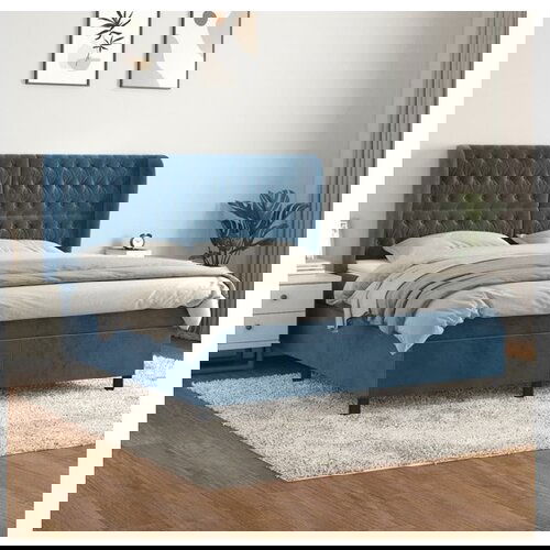 vidaXL Box spring postelja z vzmetnico temno modra 160x200 c Cene
