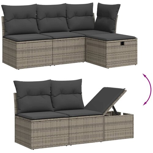  11-dijelni set vrtnih sofa od poliratana s jastucima sivi Slike