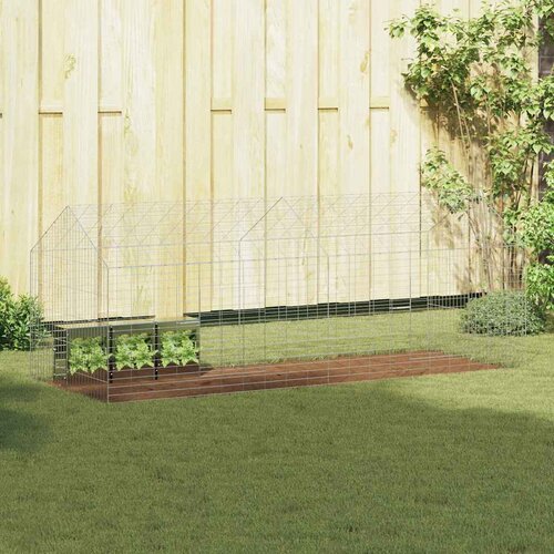 vidaXL Kletka za zajce srebrna 400 x 78 x 78 cm Cinkana jeklena Cene