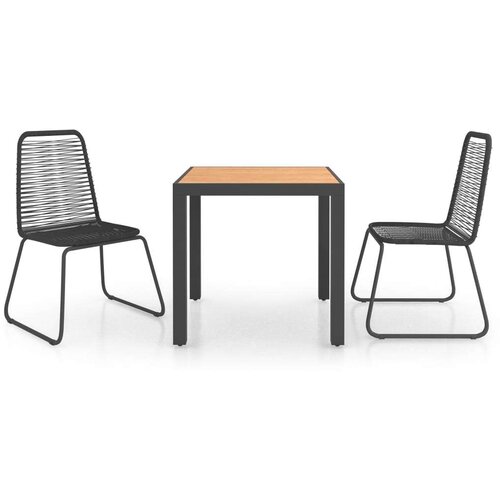In 3-dijelni vrtni blagovaonski set od PVC ratana crno-smeđi Cijene