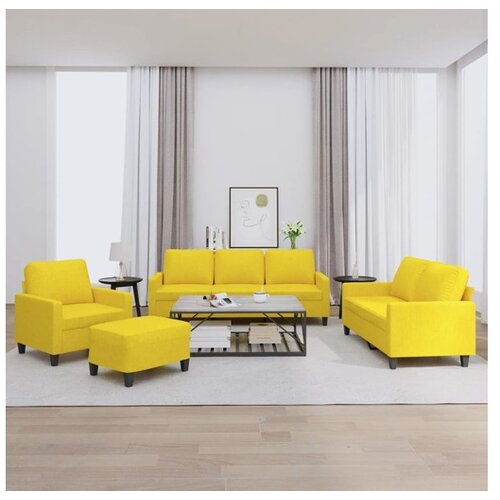 VidaXL 4-dijelni set sofa s jastucima svjetložuti od tkanine Slike