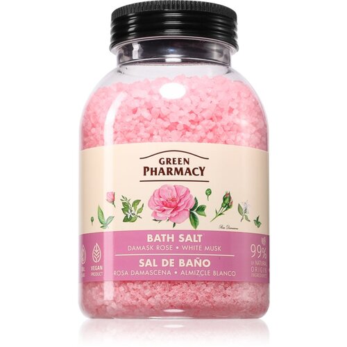 Green Pharmacy Damask Rose & White Musk Bath Salt relaksacijska sol za kopel 1000 g Cene