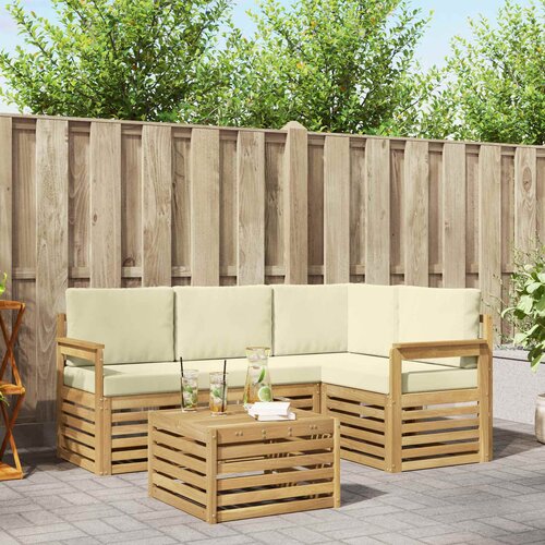  Set vanjskih sofa 5 pcs Bijela i krem 59 x 59 x 37 cm Poliester Cene