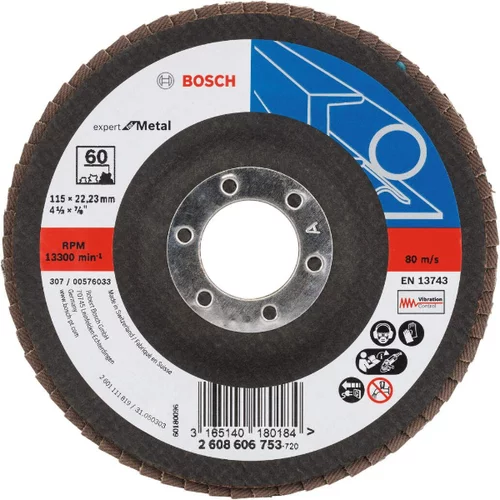 Bosch Expert Brusna ploča za metal i drvo X551 (Granulacija: 60, Promjer rezne ploče: 115 mm)