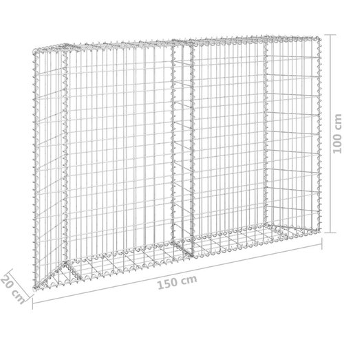 VidaXL trapezna gabionska gredica od pocinčanog čelika 150x20x100 cm Slike