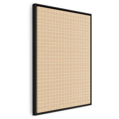  Slika - Waving Lines - Creamy Grid on a Noisy Pastel Background 80x120 U crnom drvenom okviru Cene