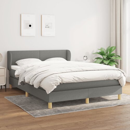 VidaXL Krevet s oprugama i madracem tamnosivi 140x190 cm od tkanine Slike