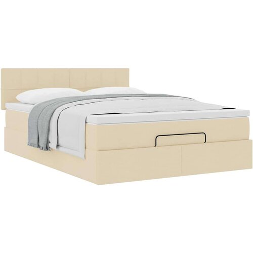 Otomanski krevet s madracem krem 140x190cm od tkanine Slike