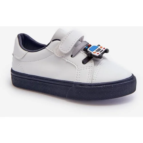 Kesi Children's sneakers Sneakers with a pin, white and navy blue Pennyn