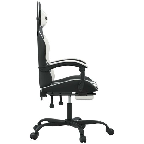  Gaming stol z oporo za noge črno in belo umetno usnje, (21378587) Slike