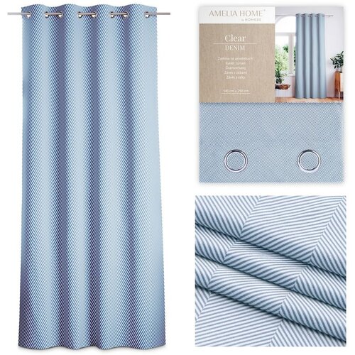  Curtain CLEAR color navy printed theme boho style classic silver silver metal eyelets velvet 140x250 AmeliaHome Cijene