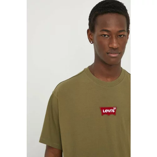 Levi's Bombažna kratka majica moški, zelena barva