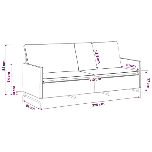 SOFA za 3 osobe Smeđa 220 x 81 x 82 cm Umjetni sued - Smeđa 210 cm Slike