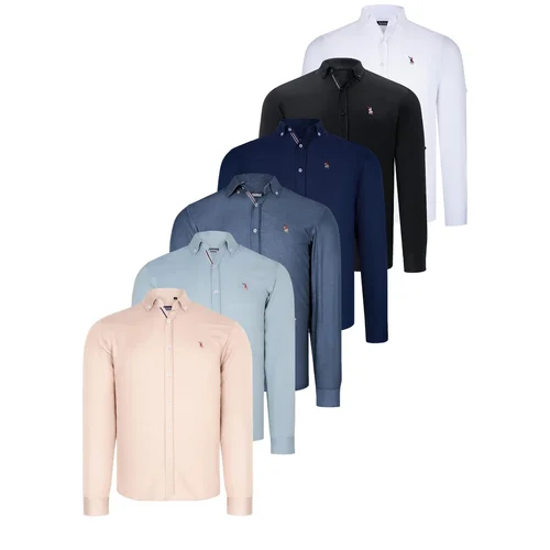 Dewberry SIX SET G674 MENS SHIRTS-BLACK-WHITE-NAVY BLUE-OIL-WATER GREEN-BEIGE