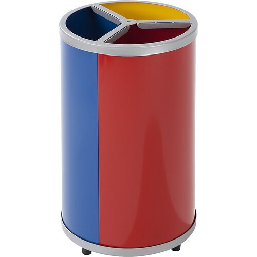 VAR Postaja za zbiranje surovin, prostornina 3 x 30 l, VxØ 720 x 420 mm, rumena, modra, rdeča Cene