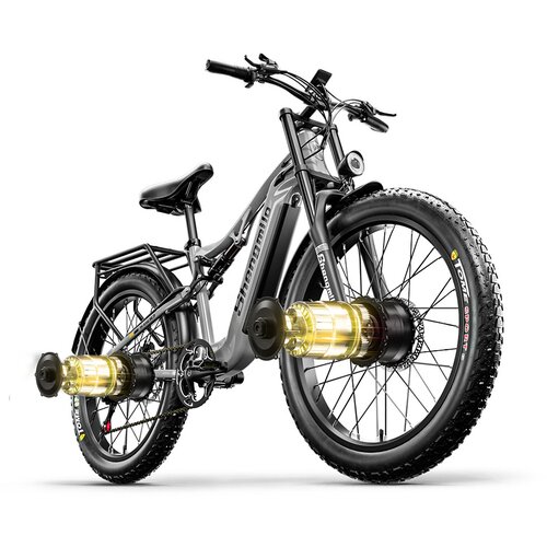 Shengmilo Električno kolo S600 2x1000 W z dvojnim motorjem, 26-palčna debela pnevmatika Samsung 48 V 17,5 Ah, baterija, največja hitrost 45 km/h, sivo, (21563975) Cene
