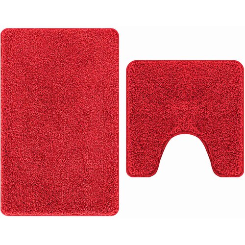  Set prostirki za kupatilo s protukliznom podlogom 2 pcs Crvena Slike