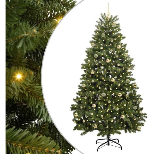 VidaXL Umjetno božićno drvce S LED lampica Zelena 240 cm PVC i metal Slike