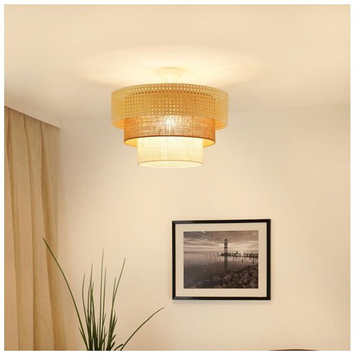 Brilagi plafonski luster cedar luneta 1xE27/15W/230V, prečnik 45 cm, ratan/braon/krem Cene