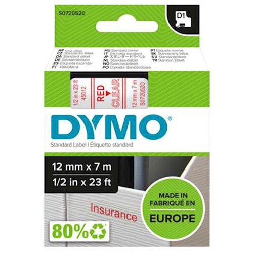 Dymo traka d1 standard 12mm crvena/providna ( DY72052 ) Cene