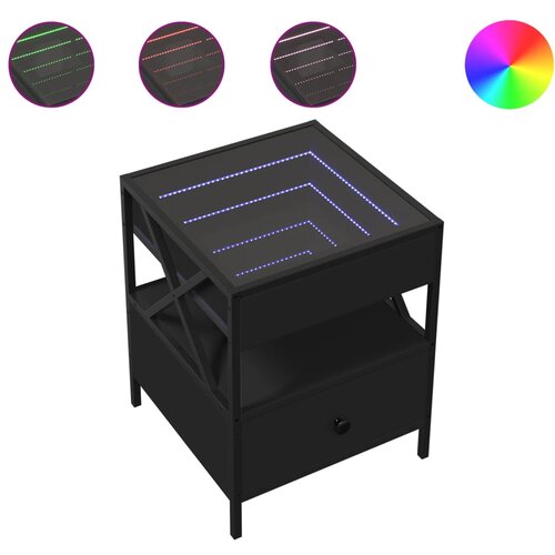 Maison Chic Nočna mizica - Nočna omarica - Nočna miza z neskončnimi LED črna 40x40x51 cm, (21687009) Slike