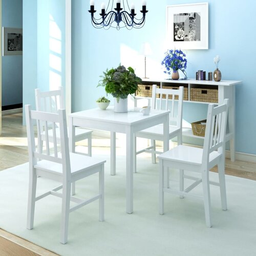 Furnova Pet Delni Jedilni Komplet Borovina Bele Barve, (21955485) Slike