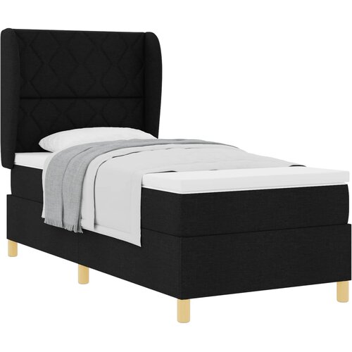  Krevet s opruga kutije s uzglavljem Crna 200 x 90 cm tkanina Slike
