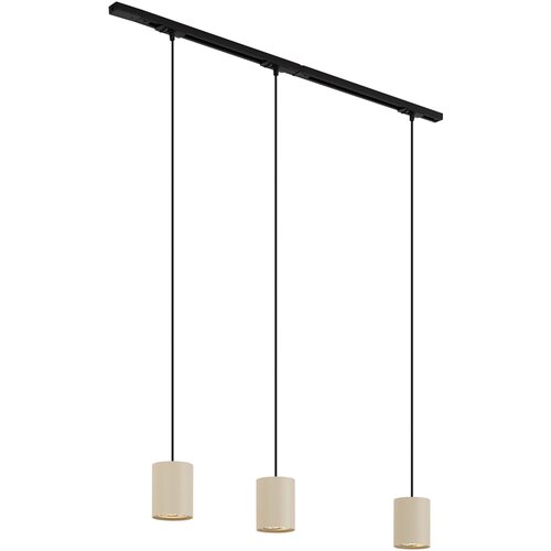 QAZQA Modern railsysteem met 3 hanglampen zwart met beige 1-fase - Iconic Holt Slike