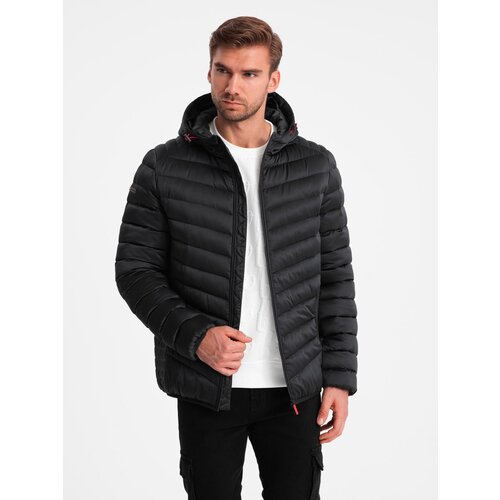 Ombre Lightly insulated quilted men's jacket with satin trim - black Cijene