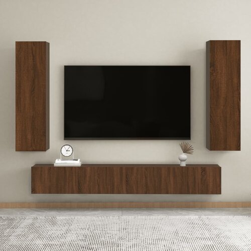 VidaXL Stenska TV omarica 2 kosa rjav hrast 30,5x30x110 cm Slike