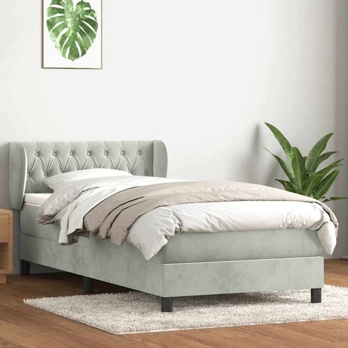 Box spring postelja z vzmetnico svetlo siva 80x220 cm žamet, (21793085) Slike