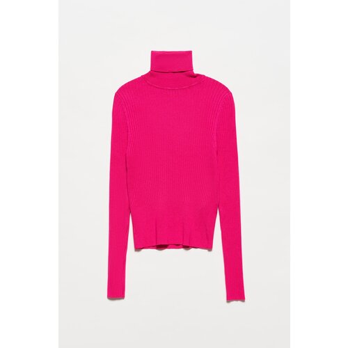 Dilvin 1297 Turtleneck Basic Corduroy Sweater-fuchsia Cene