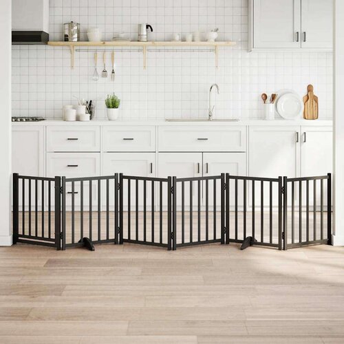 vidaXL Ograda za pse z vrati zložljiva 6 panelov črna 300cm jelka Cene