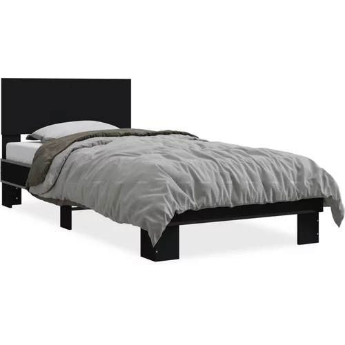  Okvir za krevet crni 75 x 190 cm od konstruiranog drvo i metal