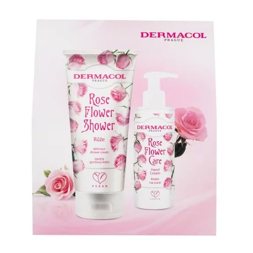 Dermacol Rose Flower Set krema za prhanje Rose Flower Shower 200 ml + krema za ruke Rose Flower Care 150 ml za ženske