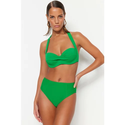 Trendyol Green High Waist Bikini Bottoms With Regular Legs