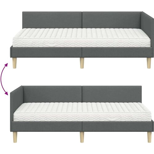 Kutni krevetni okvir s madracem Ostalo 2 pcs Siva tkanina Slike