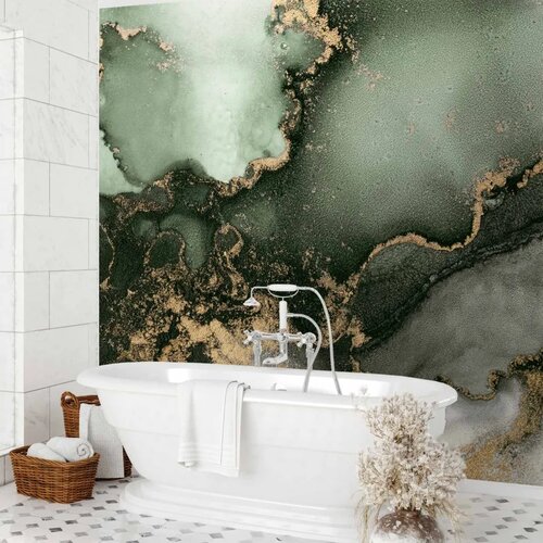  Foto tapeta - Green Watercolour - Abstraction Inspired by Marble Structure 300x210 Vodootporna Slike