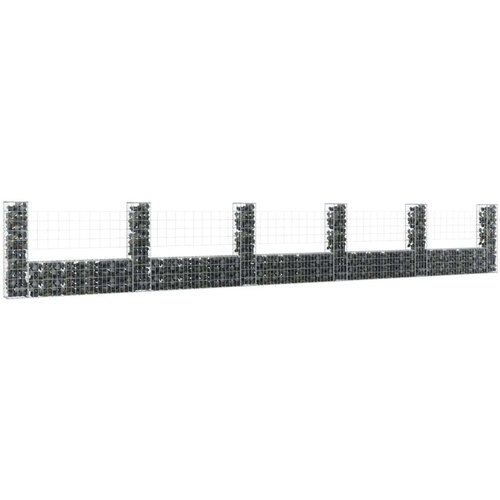 vidaXL Gabionska košara U-oblika sa 6 stupova 620x20x100 cm željezna Cene