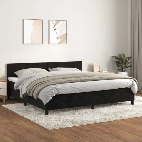  Box spring postelja z vzmetnico črna 200x200 cm žamet, (20791347) Slike