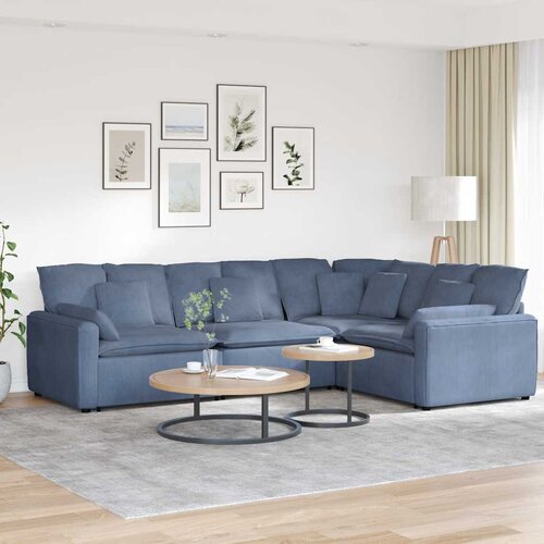  Modularna sofa s jastucima, korduro tkanina, plava Cene
