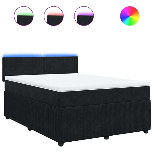 VidaXL Krevet s oprugama i madracem crni 140 x 190 cm bar&amp;scaron;unasti Slike