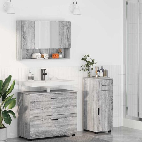 vidaXL set namještaja za kupaonicu s ladicama 3 pcs sivi hrast sonoma Cijene