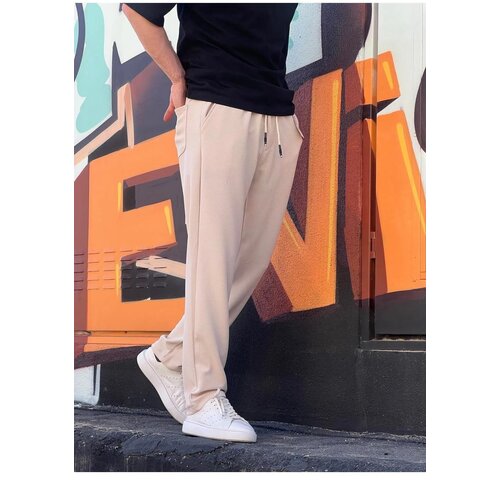 Dewberry 63521 Elastic Waist Mens Baggy Pants-STONE Cene
