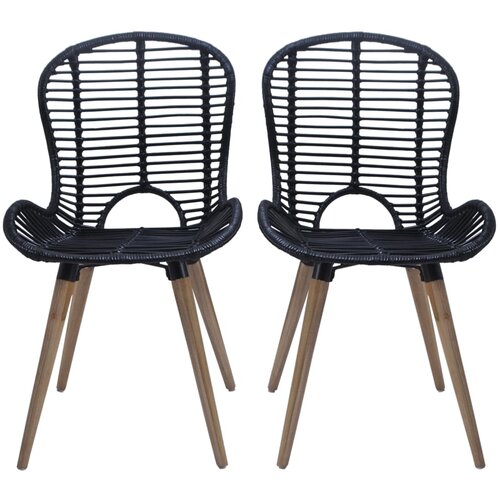 Maison Chic Jedilni stoli - Vzorci stoli 4 kosi črni naravni ratan A691, (22032745) Cene