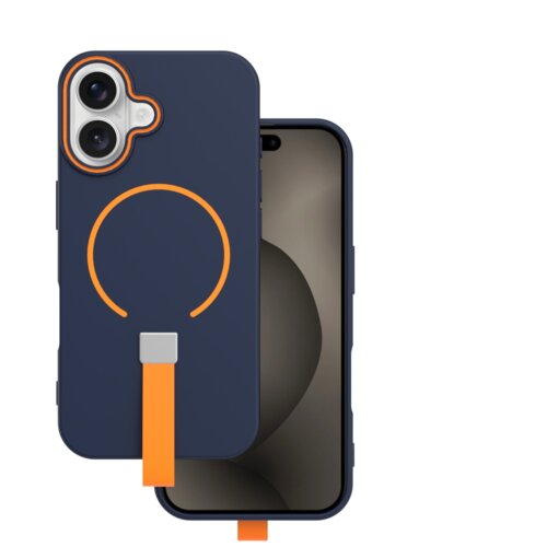 Onasi Mat Liquid silikonski ovitek s pa&amp;scaron;čkom z MagSafe za Samsung Galaxy A18 5G - modro-oranžen Slike
